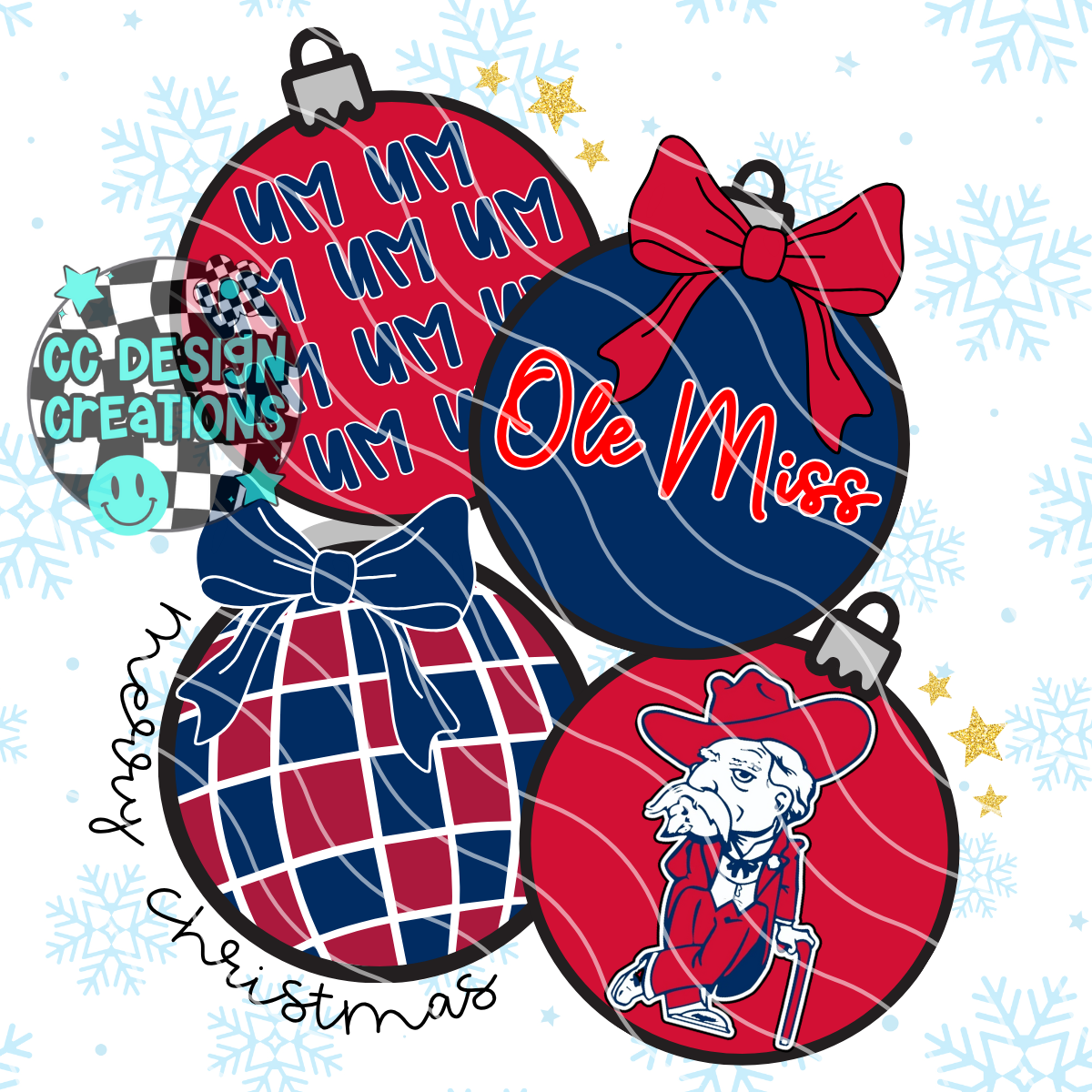 Ole Miss Retro Football Christmas PNG Digital Download