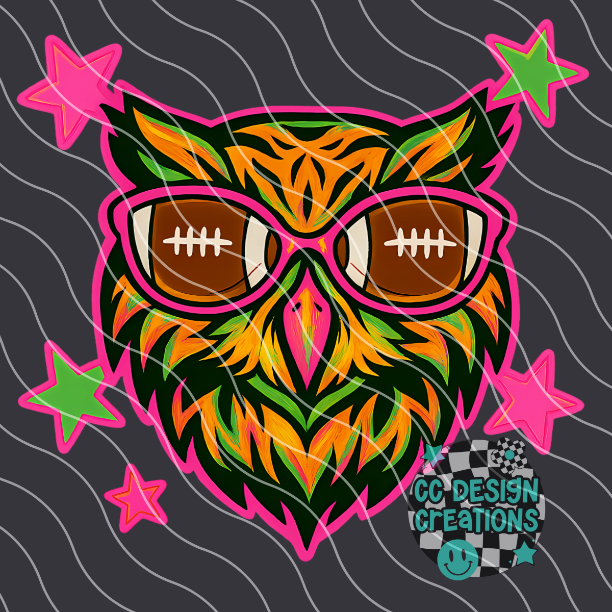Owl Neon Mascot PNG Digital Download