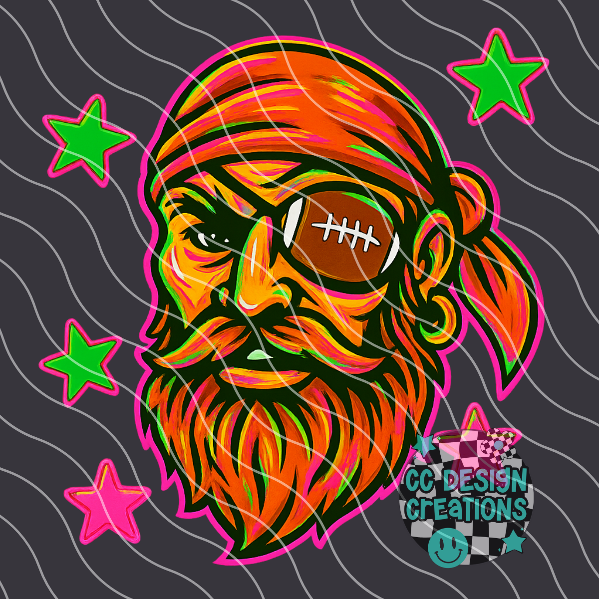 Pirate Neon Mascot PNG Digital Download