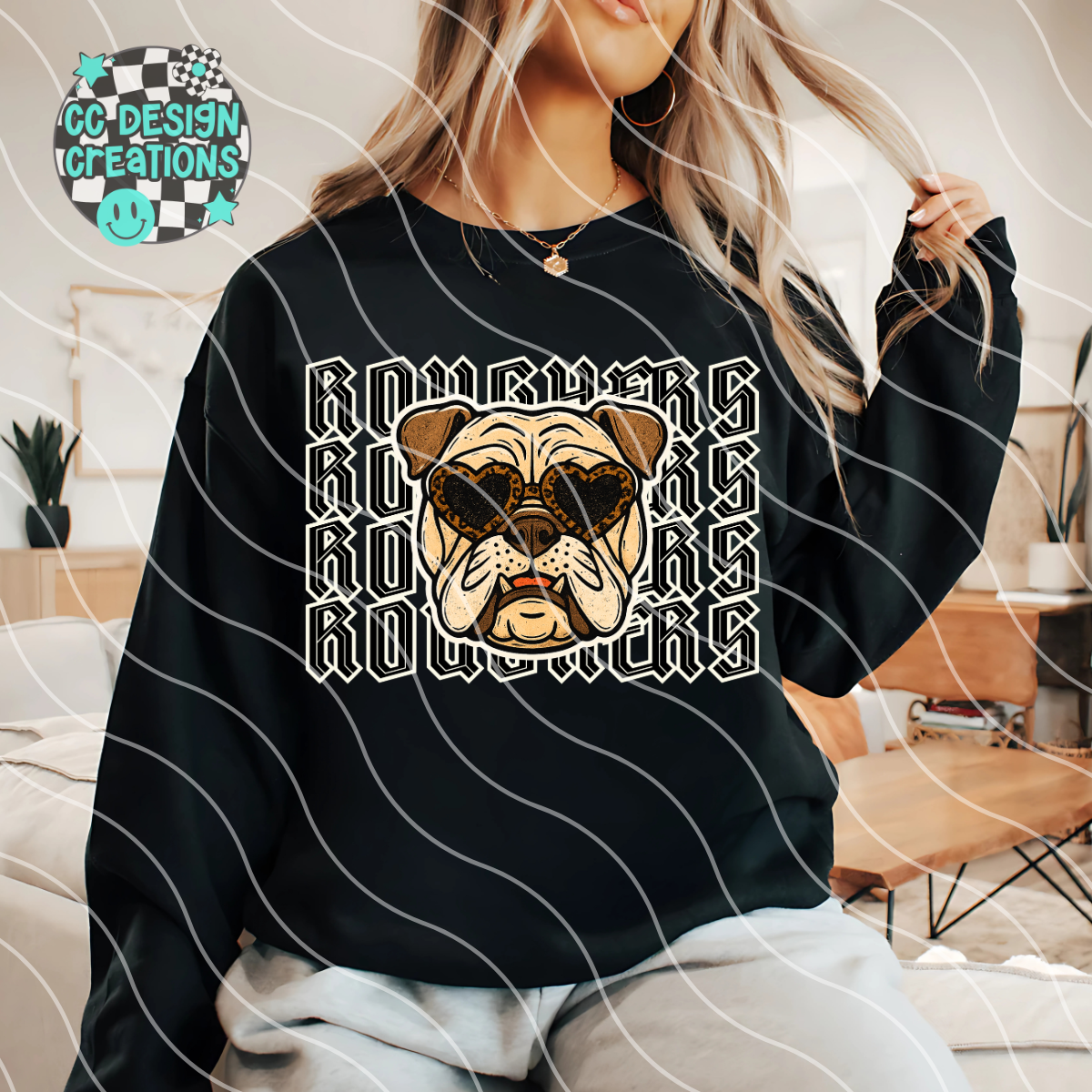 Roughers Bulldogs Preppy Grunge Mascot PNG Digital Download