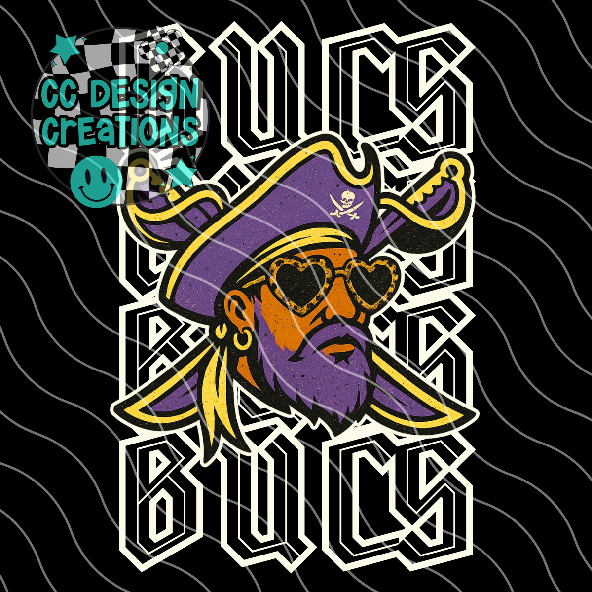 Bucs Preppy Grunge Mascot PNG Digital Download