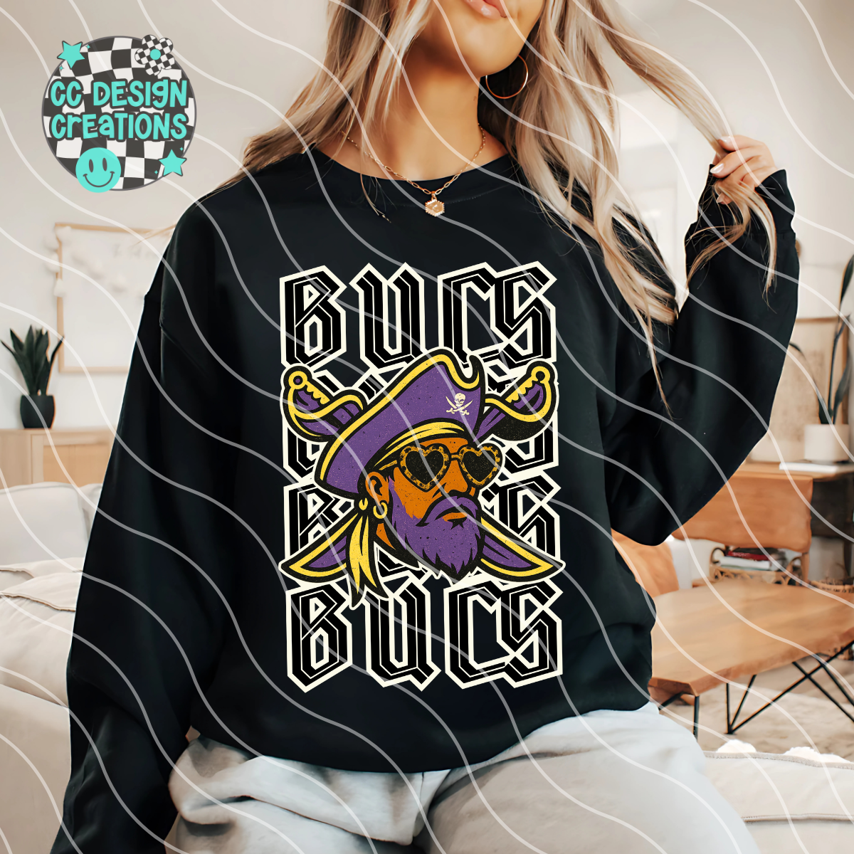 Bucs Preppy Grunge Mascot PNG Digital Download