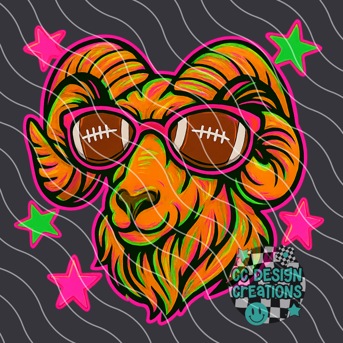 Ram Neon Mascot PNG Digital Download