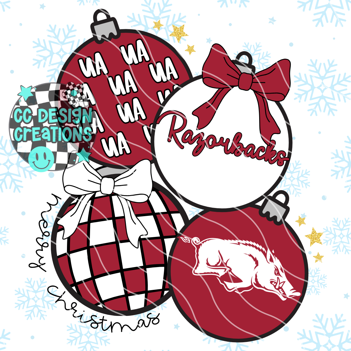 Razorbacks Retro Football Christmas PNG Digital Download