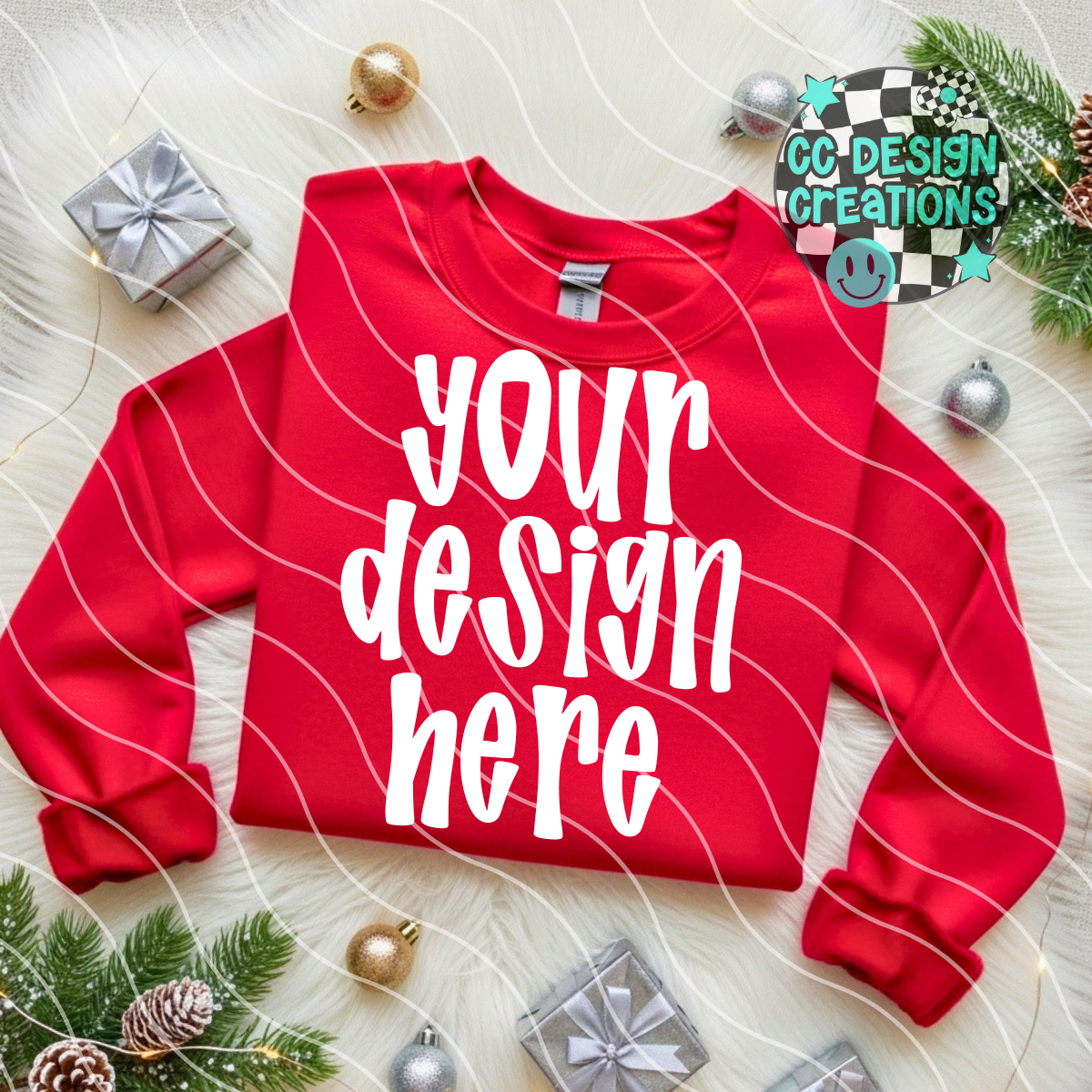 Red Sweatshirt Flatlay Christmas Mock