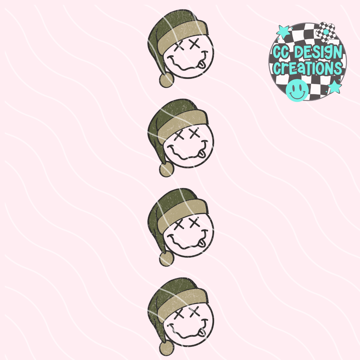 Retro Christmas Camo Smiley PNG Digital Download