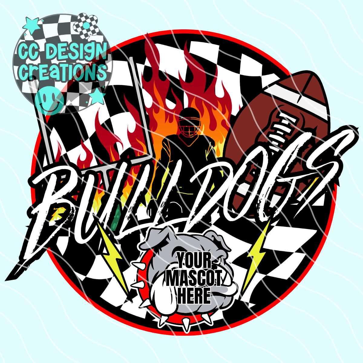 CUSTOM Fire Football School Spirit PNG Digital Download