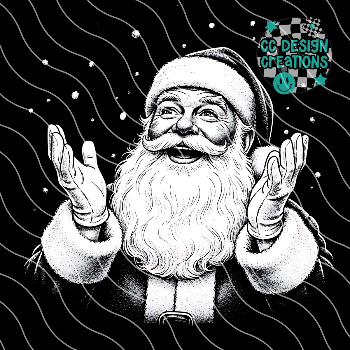 Santa Sketch PNG Digital Download (Dark Clothing Only)