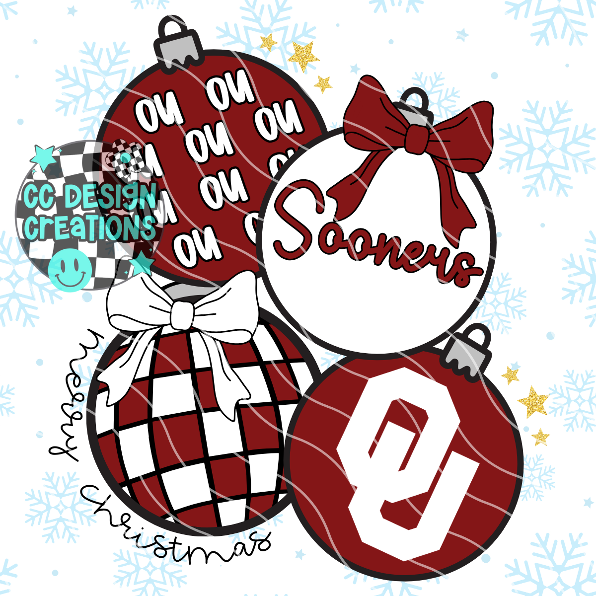 Sooners Retro Football Christmas PNG Digital Download