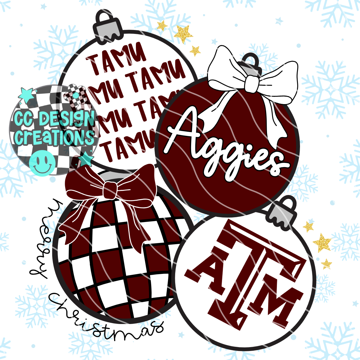 Aggies Retro Football Christmas PNG Digital Download