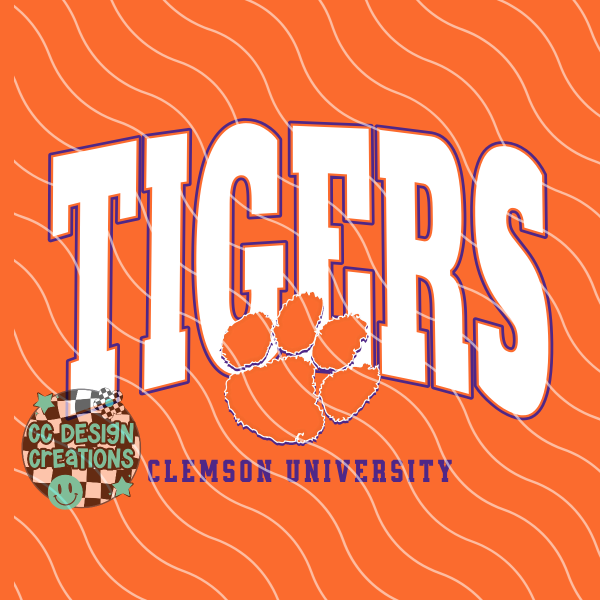 Clem Tigers Varsity Football PNG Digital Download (2 Files/Distressed Included)