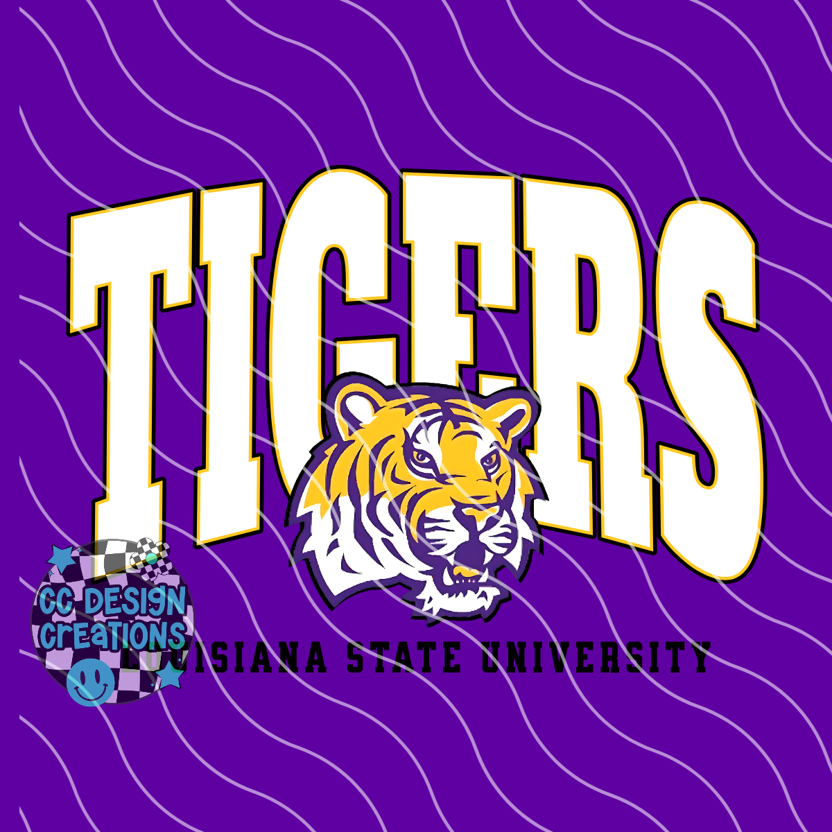 L S U Tigers Varsity Football PNG Digital Download (2 Files/Distressed Included)