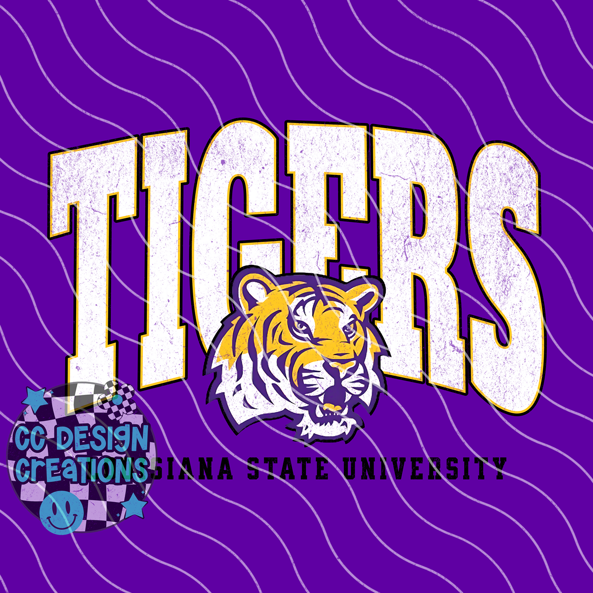 L S U Tigers Varsity Football PNG Digital Download (2 Files/Distressed Included)