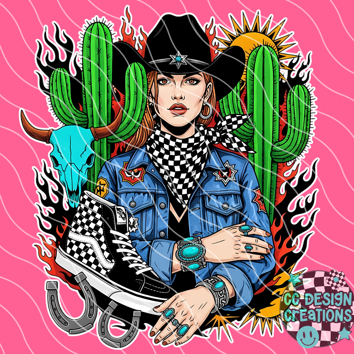 Western Edgy Cowgirl PNG Digital Download