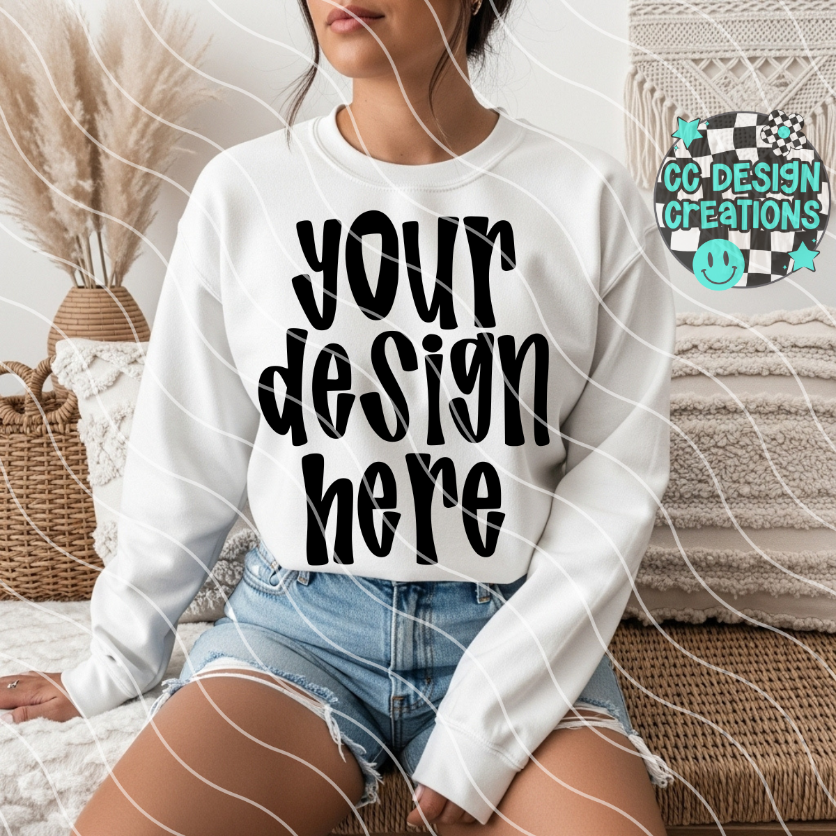 White Sweatshirt Boho MOCK