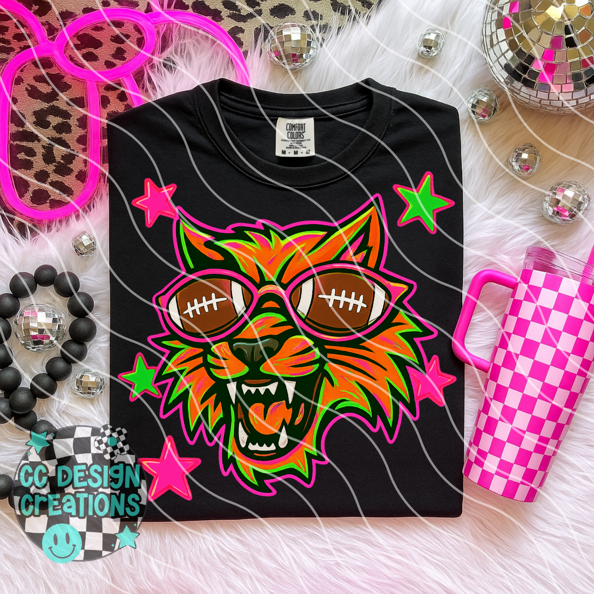 Wildcat Neon Mascot PNG Digital Download