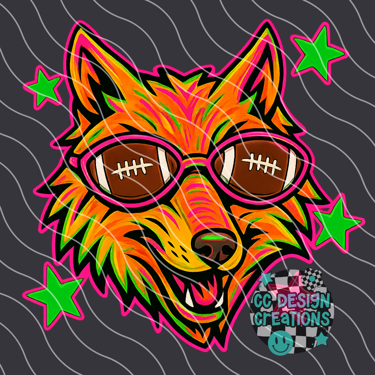 Wolf Neon Mascot PNG Digital Download