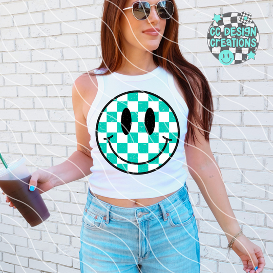 Summer Vibes Checkered Smileys PNG Digital Download (4 Files)