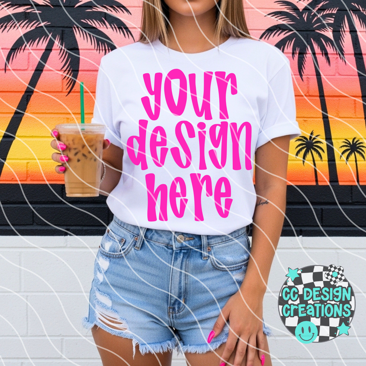 BEACH WHITE TEE MOCK