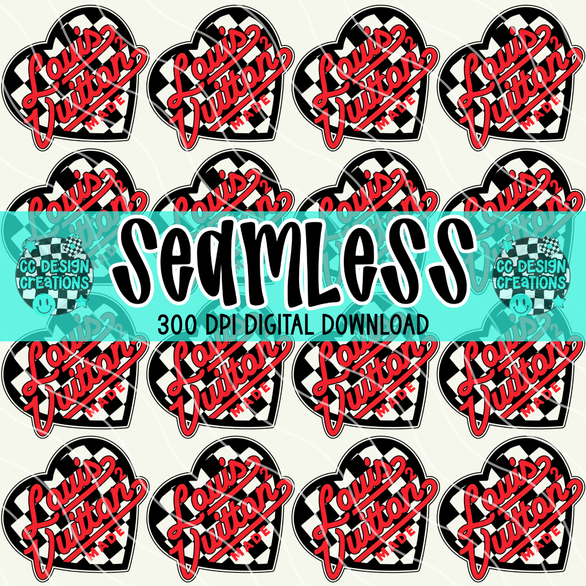 SEAMLESS Red Black Louis PNG Digital Download