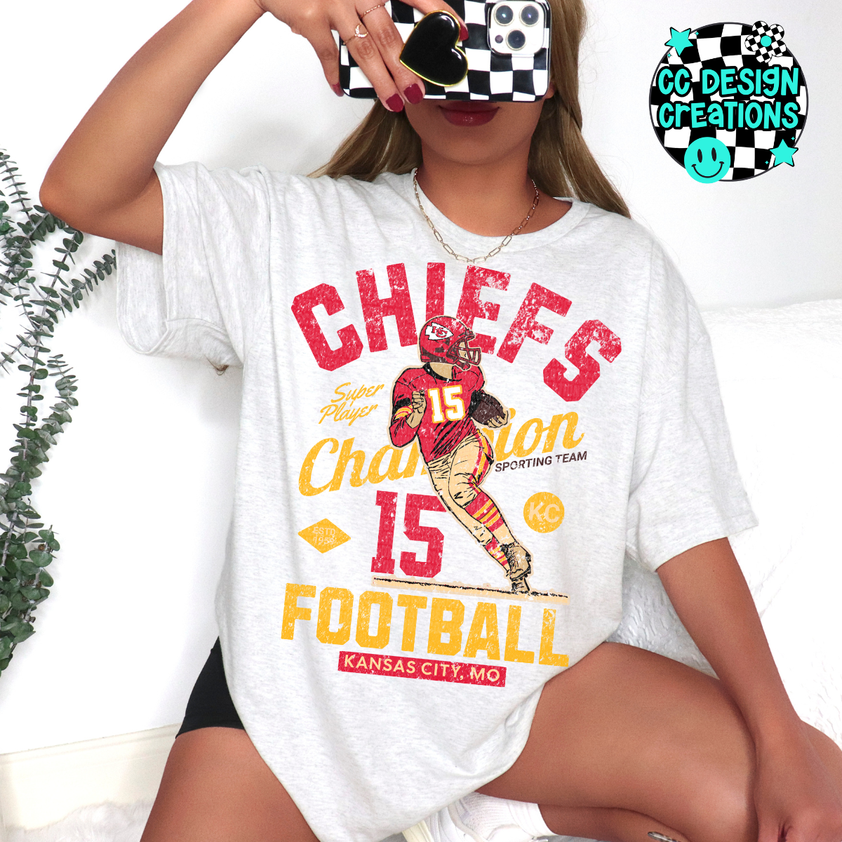 Chiefs 15 Vintage Football PNG Digital Download