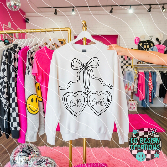 CUSTOM Heart Locket Outline Initials PNG Digital Download