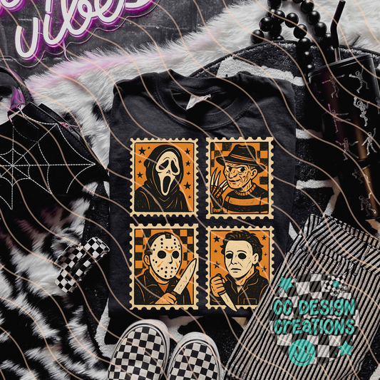 Classic Horror Stamps PNG Digital Download