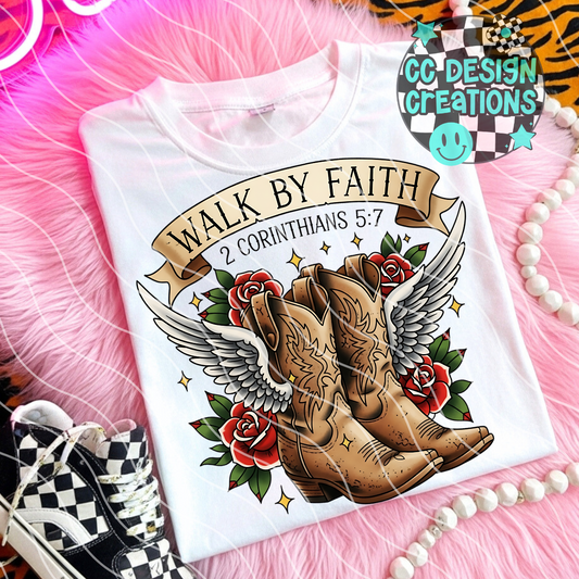 Walk By Faith Christian Tattoo PNG Digital Download
