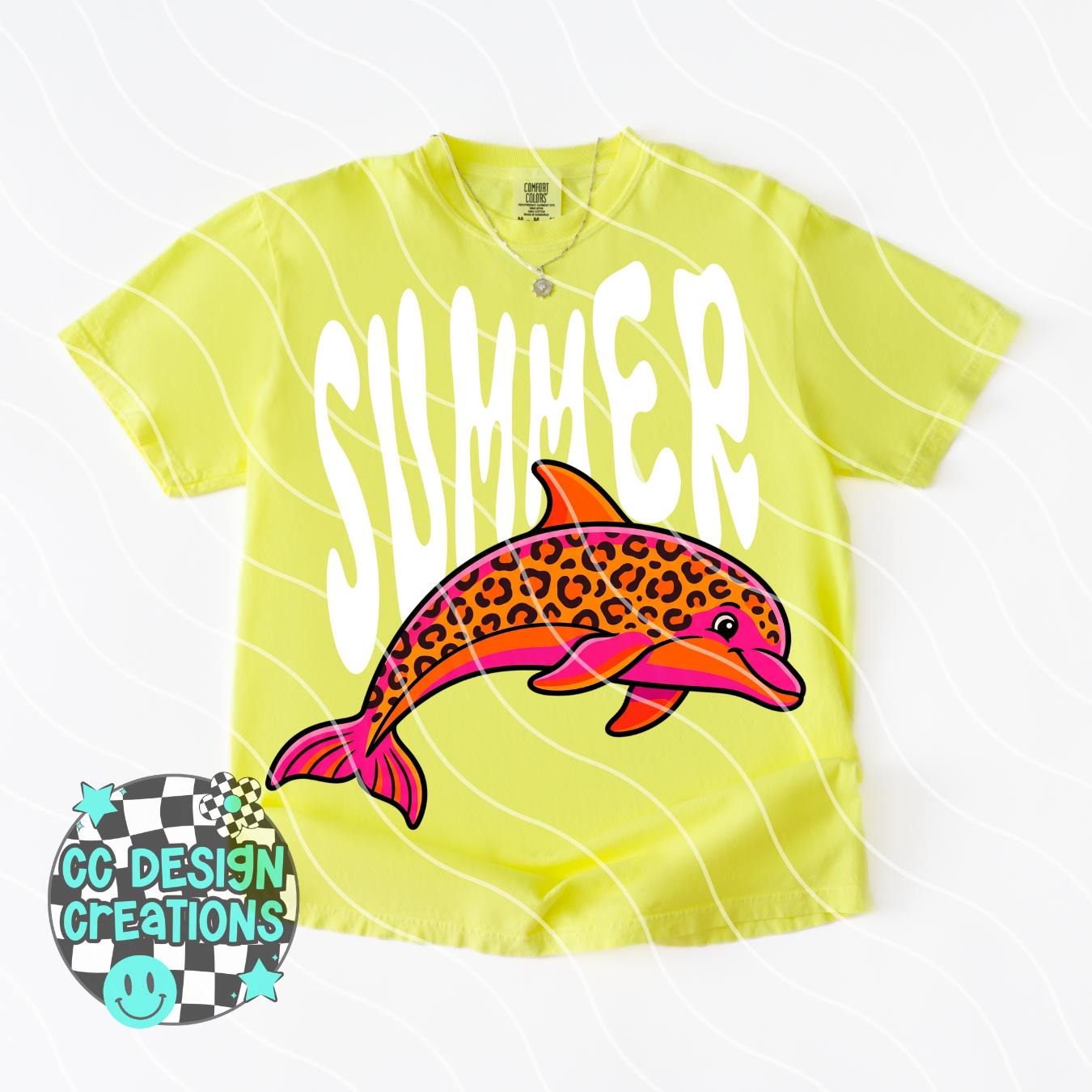 Summer Retro Leopard Pink Ocean PNG Digital Download