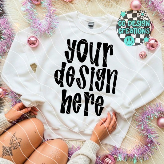 Christmas Sweatshirt White Flatlay Mock