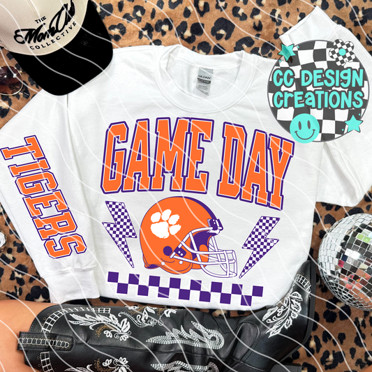 Clem Tigers Game Day Retro Football PNG Digital Download