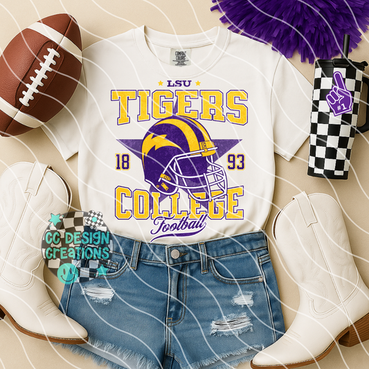 Retro All Star L S U Tigers Football PNG Digital Download