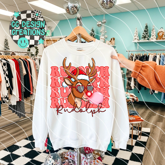 Retro Christmas Rudolph PNG Digital Download