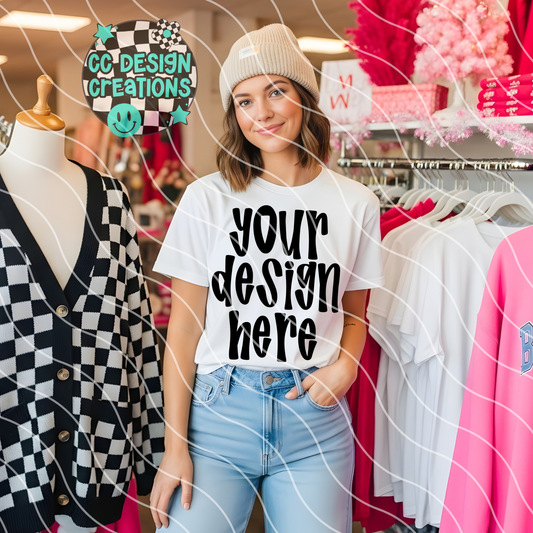 White Tee Christmas Boutique Mock