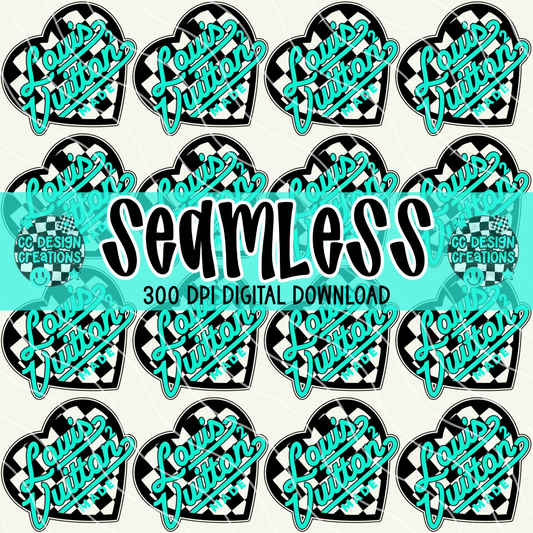 SEAMLESS Turquoise Black Louis PNG Digital Download