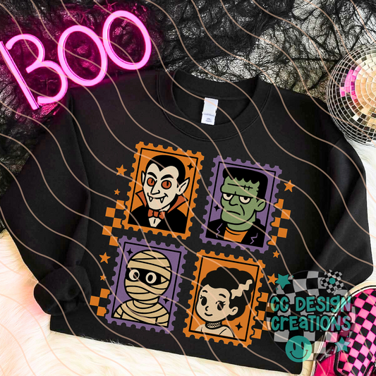 Classic Monster Stamps PNG Digital Download
