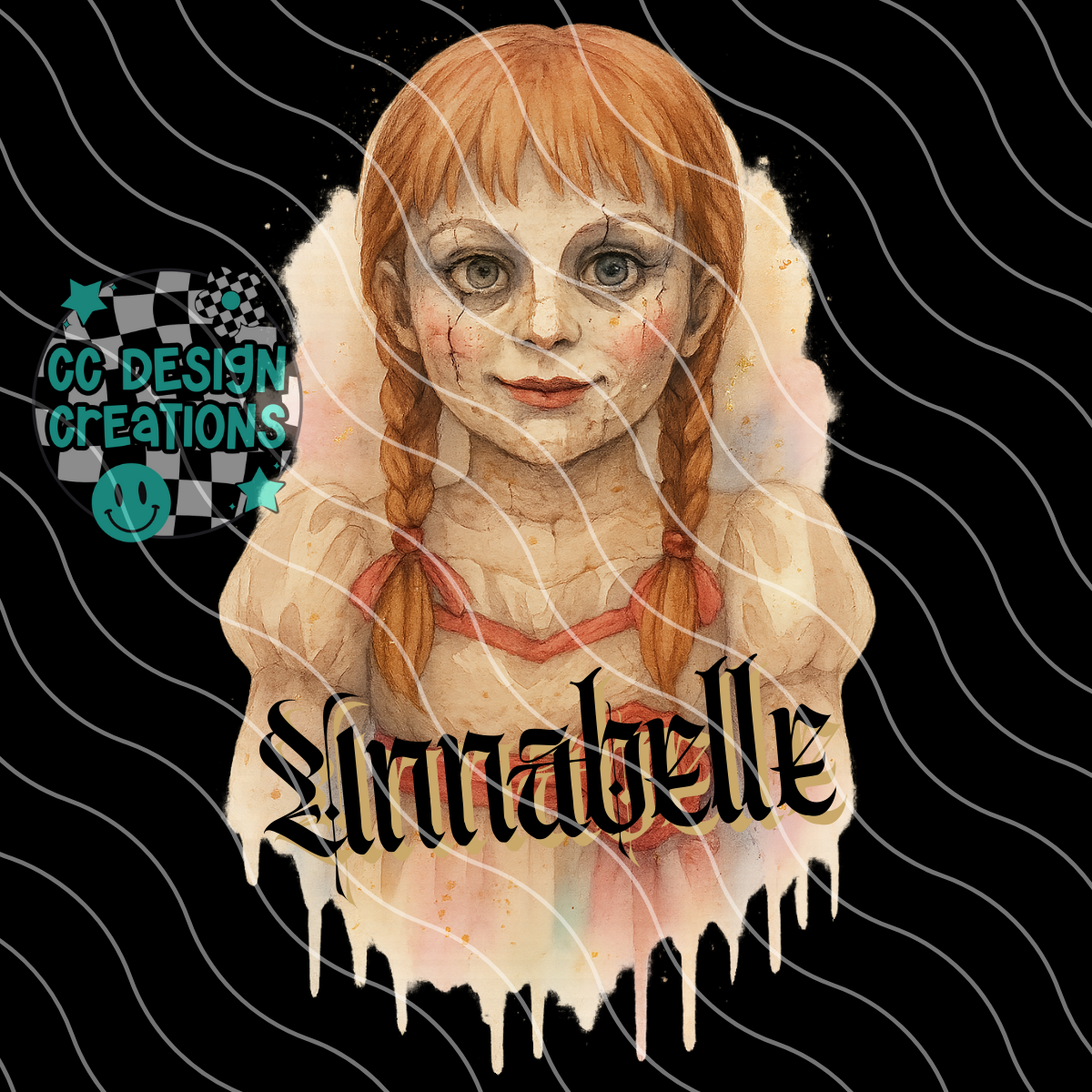 Annabelle Horror Watercolor PNG Digital Download
