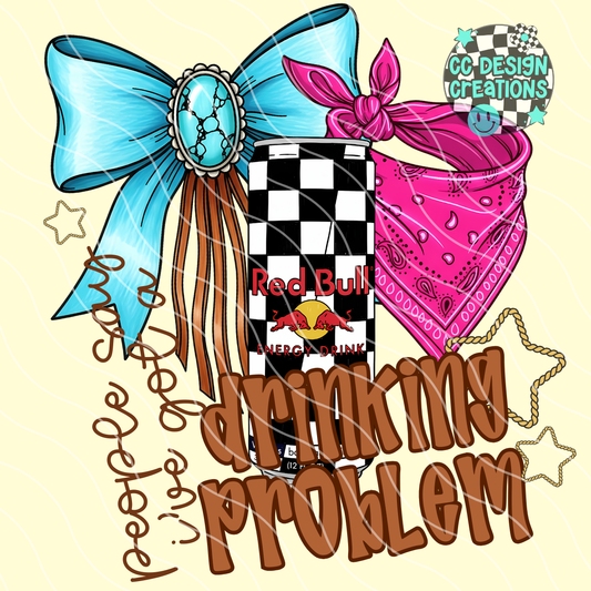 Red Bu ll Drinking Problem PNG Digital Download