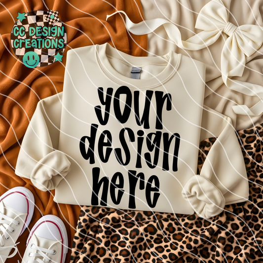 Ivory Sweatshirt Leopard Burnt Orange Coquette Flatlay Mock