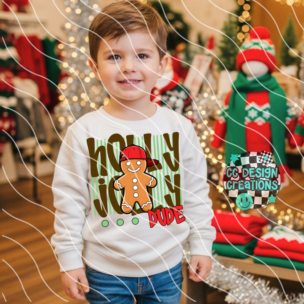 Holly Jolly Gingerbread Dude PNG Digital Download