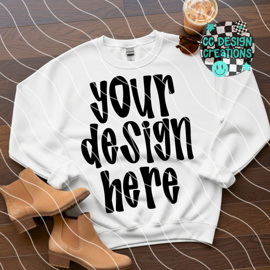 White Sweatshirt Mock Brown Boots Coffee