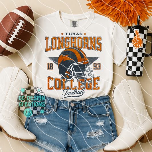 Retro All Star TX Horns Football PNG Digital Download