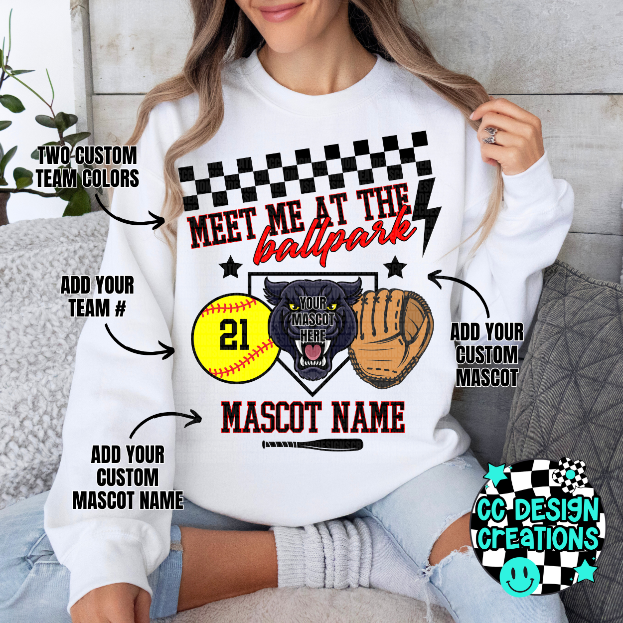 CUSTOM Meet Me At The Ballpark Softball School Spirit PNG Digital Download