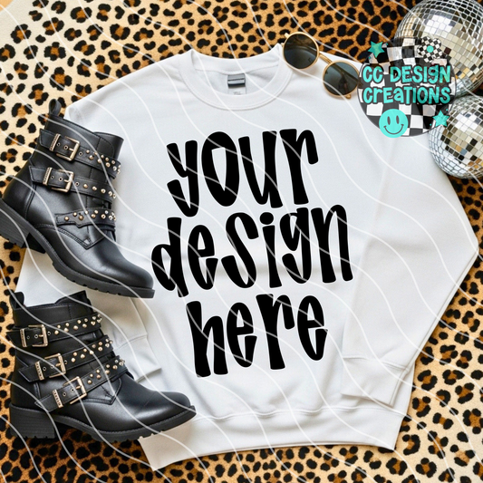 White Sweatshirt Mock Leopard Alt