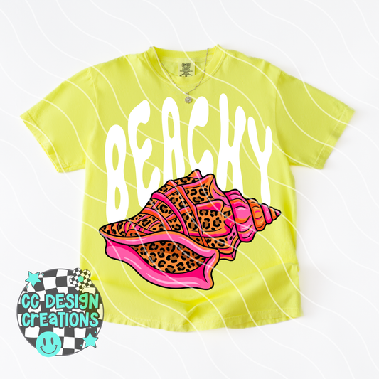 Beachy Retro Leopard Pink Ocean PNG Digital Download