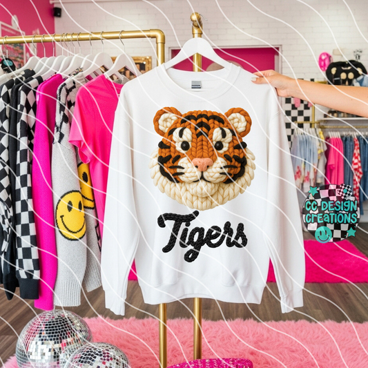 FAUX YARN Tiger Mascot PNG Digital Download
