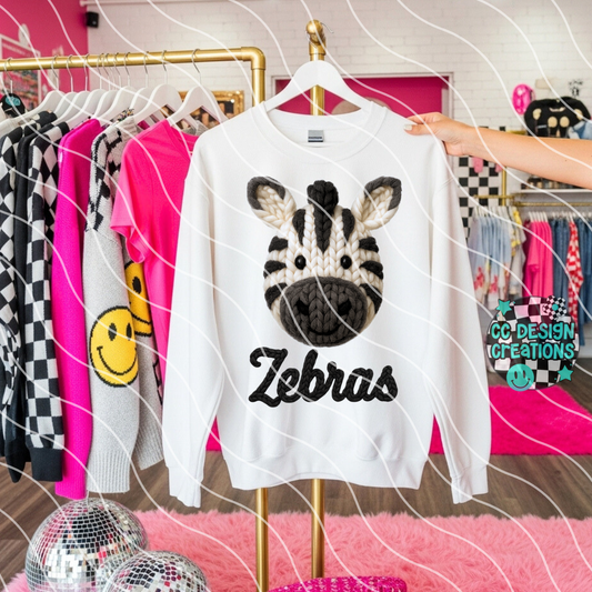 FAUX YARN Zebra Mascot PNG Digital Download