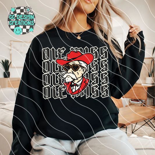 Ole Miss Preppy Grunge Mascot PNG Digital Download