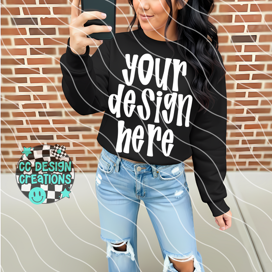 Black Sweatshirt Casual Mock