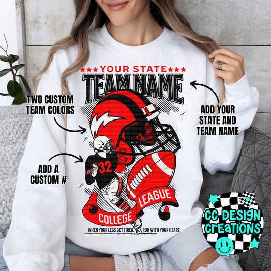 CUSTOM College League Football School Spirit PNG Digital Download